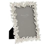 Addison Ross FR1654 , Wedding Photo Frame, 4x6, Enamel & Diamante Silver Leaf & Cream Flower, 4 x 6 Inches