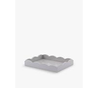 Addison Ross London Addison Ross London Scalloped-Edge Square Lacquered Tray 20cm x 27cm Grey