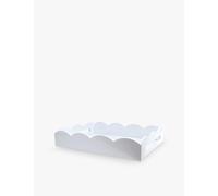 Addison Ross London Addison Ross London Scalloped-Edge Square Lacquered Tray 43cm x 33cm Grey