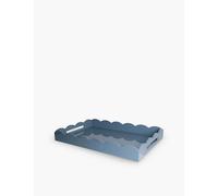 Addison Ross London Blue Scalloped-edge Square Lacquered Tray 44cm X 66cm