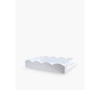 Addison Ross London Grey Scalloped-edge Square Lacquered Tray 43cm X 33cm