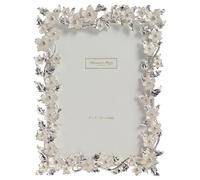 Addison Ross Photo Frame 5x7cm - Portrait or Landscape Display - Ideal Picture Frames for Gifting - Gift for Weddings, Birthday, Anniversary - Modern Design - Silver Leaf & White Flower - 5mm