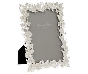 Addison Ross Wedding Photo Frame 4x6cm - Portrait or Landscape Display - Ideal Picture Frames for Gifting - Gift for Birthday, Anniversary - Modern Design - Silver Leaf & White Flower - 5mm