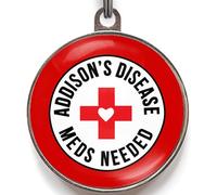 Addison’s Disease Dog Tag - Add Your Text to Back - Meds Needed Medical Alert for Dogs with Addison’s - Durable ID Tag - 2 Sizes - 36 Colour Options