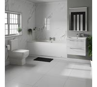Addison Straight Double Ended Bathroom Suite including Vanity Unit with Polished Chrome Handles | Gloss White | 1800mm