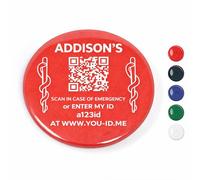 Addison's Badge, Emergency Medical Alert, 45mm Medical ID Pin Badge, Fast Addison's Awareness. QR Code to Store Patient Name, Medications Contacts Details, NHS Number and More (Black)
