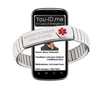 Addisons Disease Bracelet ★ Addisons Disease Medical Bracelet ★ Mens Womens ★ Emergency ID Band ★ Awareness Wristband ★ Store Steroid Info ★ Waterproof ★ Can Alert Contacts Phone* ★ Updateable (19 CM)