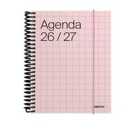 ADDITIO - School diary 2026-27 | Universal | Page Day | September 2026 to August 2027 | 12.5 x 17 cm | Closure with elastic band | Pen holder | Stickers | Spanish | Pink