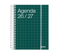 ADDITIO - School diary 2026-27 | Universal | Page day | September 2026 to August 2027 | 12.5 x 17 cm | Closure with elastic band | Pen holder | Stickers | Spanish | Green