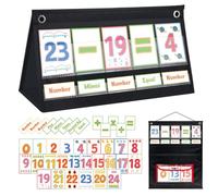 Addition and Subtraction Pocket Card, 0-24 Math Facts Manipulatives Chart, Number Cards Blending Board for 1st 2nd Grade Classroom Must Haves and Homeschooling Supplies (Black)