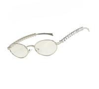 Additional Ellipsoidal Glasses with Sparkling Embellishments Metal Reinforced Frame Thin for Everyday Architect Ellipsoidal Sunglasses for Adults