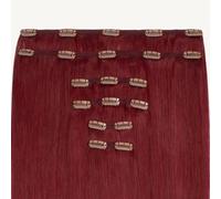 ADDITIONAL LENGTHS Clip In Hair Extensions Full Set 100% Real Human Hair Quick to Use for Solid Hold & Remove When Desired Naturally Drawn | (Burgundy, 18 Inch)