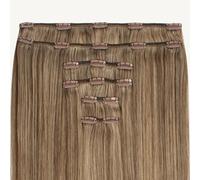 ADDITIONAL LENGTHS Clip In Hair Extensions Full Set 100% Real Human Hair Quick to Use for Solid Hold & Remove When Desired Naturally Drawn | (4/18 Brown Ash Mix, 18 Inch)