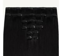 ADDITIONAL LENGTHS Clip In Hair Extensions Full Set 100% Real Human Hair Quick to Use for Solid Hold & Remove When Desired Naturally Drawn | (1 Jet Black, 18 Inch)