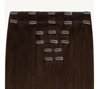 ADDITIONAL LENGTHS Clip In Hair Extensions Full Set 100% Real Human Hair Quick to Use for Solid Hold & Remove When Desired Naturally Drawn | (2 Darkest brown, 18 Inch)