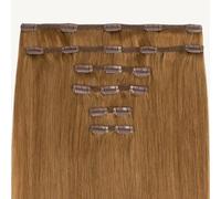 ADDITIONAL LENGTHS Clip In Hair Extensions Full Set 100% Real Human Hair Quick to Use for Solid Hold & Remove When Desired Naturally Drawn | (8 Light Chestnut Brown, 18 Inch)