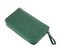 Additional Top Grain Cowhide Leather Pen Case for Writers Learners Shows Permanent Wild Horse Texture Old Angry Horse Pencil Case