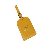 Additional Travel Document Holder Made of PU Leather with Highlighting of the Golden Plane Plan and Built-in Card Slot for Tourists. Faux Leather Passport Holder with Signature Slot, Yellow, Mass