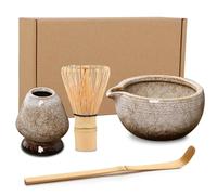 ADDLIVE Matcha Set, 4pcs Japanese Matcha Tea Set, Matcha Kit, Ceramics Matcha Whisk and Bowl Set with Spout, Perfect Matcha Starter Kit for Matcha Tea Ceremony (Kiln-White)