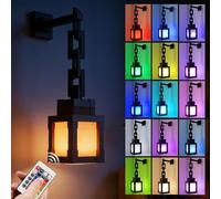 ADDLIVE Pixelated Lantern Night Light, 16 Color USB Rechargeable Night Lamp, LED Rechargeable Wall lamp with Remote, 4 Modes Wall Mounted Cosplay Nightstand Lamp for Gamers, Tech Lover