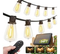 addlon 54(48+6) FT Solar String Lights Waterproof,Patio Lights Solar Powered with Remote & USB Port 15+1 LED Shatterproof Bulbs 3 Light Modes, Dimmable Solar Light for Camping Backyard Garden
