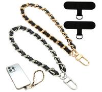 AddLotLot 2 PCS Metal Wrist Strap PU Leather Phone Chain for Women Girls