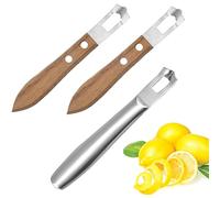 AddLotLot 3 PCS Cocktail Channel Carving Knife Walnut Wood Handle Fruit and Vegetable Carving Tool V-Shaped Stainless Steel Blade Garnish Citrus Zester for Decorating Cocktails Desserts and Salads