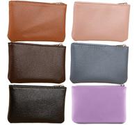 AddLotLot 6 PCS PU Leather Coin Purses Leather Zipper Pouchs Portable Change Wallet Mini Coin Pocket Pouch Change Holder Case Card Cases for Men Women Headset Credit Card ID Key Lipstick