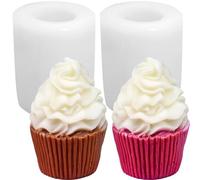 AddLotLot Silicone Candle Mold, 2 Pieces Cupcake Shape, Molded Silicone, for DIY Dessert Candle Soap Wax Resin Clay Craft