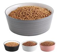 Addogyy Ceramic Dog Bowl for Medium Large Breeds Heavy Dog Food Water Feeder 8" Non-Slip Modern Cute Extra Large Porcelain Wide Mouth Grey