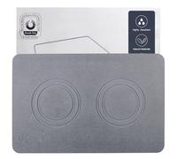 Addogyy Home Dog Cat Bowl Stone Mat-Natural Diatomite Stone Pet Bowls Mat, Pet Feeding Mat, Modern and Stylish Pet Feeding Station-Non-Slip, Quick Drying Mat,Dog Food Water Bowls Mat Deep Grey