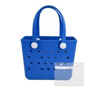 Addoklm Lightweight Extra large Rubber Beach Bag Small mini Tote Bag for Gym Waterproof medium Open Handbag for Pool Sports, Royal Blue, Small(10.6*4.3*8.5in)