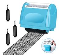 Address Blocker Stamp Kit, Cover up Private Information on Parcels, Document, Protection for Data Privacy, Wide Confidential Data Defender Roller Stamp, Includes 3 Refill Packs (Blue)