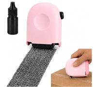 Address Blocker Stamp Wide Roller, Data Defender Roller Stamp with A Refill & Tools for Opening Packages, Confidential Roller Stamp for Privacy Protection,Identity Theft Protection,Fast Dry Ink (pink)