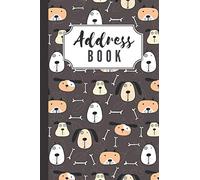 Address Book: Abstract Dog Face Bone - Brown White Black Pattern / Track Names - Telephone Numbers - Emails in Small 6x9 Notebook Organizer / ... / Large Print / Great Senior Citizen Gift