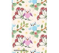 Address Book: For Contacts, Addresses, Phone, Email, Note,Emergency Contacts,Alphabetical Index With Cute Owl Branch Seamless Pattern Background