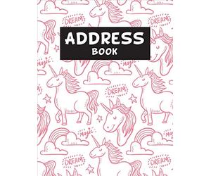 Address Book For Kids: An Alphabetical Large Address Book For Contact, Email, Mobile, Birthday - Pink Cute Unicorn Notebook