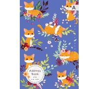 Address Book with A-Z Index: 6x9 Medium Contact & Telephone Notebook | Alphabetical Sections | Large Print | Cute Cat Floral Design Blue