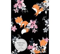 Address Book with A-Z Index: A5 Medium Contact & Telephone Notebook Organizer with Alphabet Sections | Little Fox and Flower Design Black