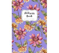 Address Book with A-Z Tabs: 4x6 Contact Journal Mini | Alphabetical Index | Watercolor Botanical Aster Flower Design Blue-Violet