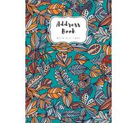 Address Book with A-Z Tabs: A5 Contact Journal Medium | Alphabetical Index | Abstract Hand Draw Floral Design Teal