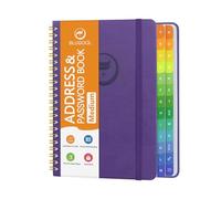 Address Book with Alphabetical Tabs-Address and Password Book for Seniors - Hardcover Spiral Bound Phone Book- Record Contacts, Website Login Passwords, Special Days -5.7" x 7.7", Purple
