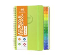 Address Book with Alphabetical Tabs-Address and Password Book for Seniors - Hardcover Spiral Bound Phone Book- Record Contacts,Website Login Passwords, Special Days -5.7" x 7.7", Grass Green