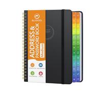 Address Book with Alphabetical Tabs-Address and Password Book for Seniors - Hardcover Spiral Bound Phone Book- Record Contacts, Website Login Passwords, Special Days -5.7" x 7.7", Black