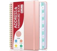 Address Book with Alphabetical Tabs, Hardcover Phone Book Password Keeper with Spiral Binding, Address Books for Seniors, Record Internet Logins, Coloring Pages - 5.7"×7.7" (Rose Gold)