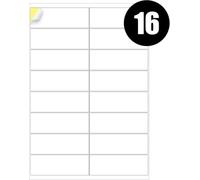 Address Labels, 100mm x 34mm, 16 Labels Per A4 Sheet, 100 Sheets, Self-Adhesive, for Inkjet and Laser Printers