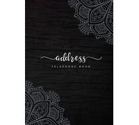 Address Telephone Book: A4 Big Contact Notebook Organizer | A-Z Alphabetical Index | Large Print | Mandala on Wooden Design Black