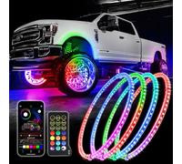 AddSafety 4PCS Double Row Dancing Chasing Color 17inch Brightest Strobe Led Wheel Ring Lights Rim Lights Car Tire Lights w/Turn Signal and Braking Functionand