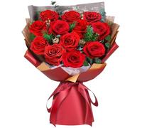 ADDWel 12 Preserved Red Roses Bouquet - Real Fresh Flowers That Last 3+ Years, Romantic Mothers Day Present for Mum, Wife & Girlfriend - Dozen Infinity Roses in Gift Box, Anniversary & Birthday Gifts