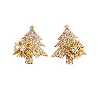 ADEALINK Novelty Christmas Earring for Women Rotatable Christmas Tree Spinner Stud Earring Delicate Ear Jewelry 2022 Xmas New Year Gift Gold
